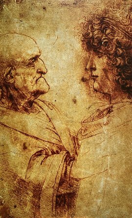 Étude de deux têtes de Léonard de Vinci