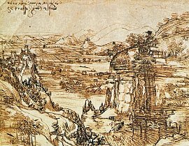 Étude de paysage de Léonard de Vinci